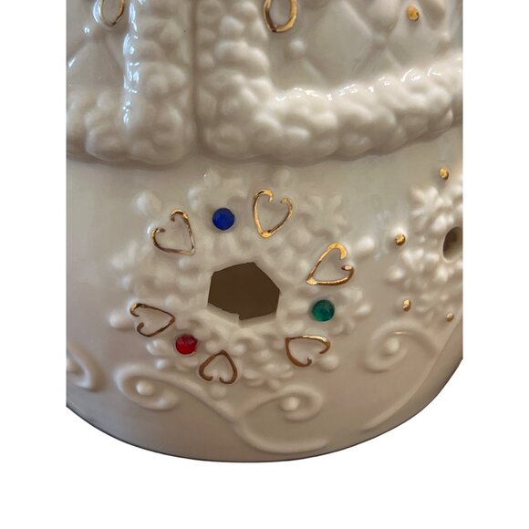 Living Home Christmas Snowman Porcelain Tea Light Holder 6" Tall Original Box - Picture 2 of 5